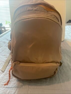 Unbranded Taupe Backpack with orange zipper Everyday Carry